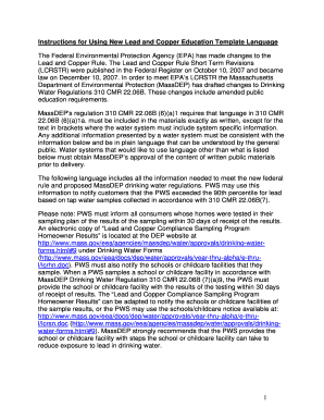 Massachusetts Lead and Copper Education Template