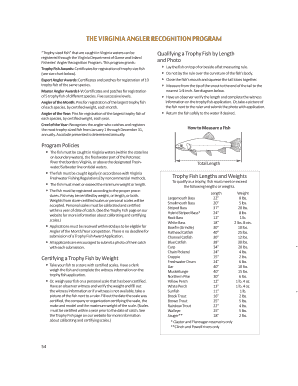 Virginia Freshwater Trophy Fish Award Application