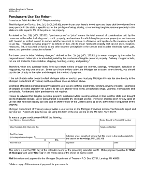 Michigan Purchasers Use Tax Return