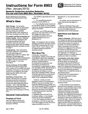 Form 8903 Domestic Production Activities Deduction