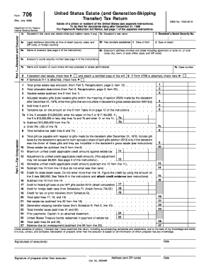 US Federal Estate Tax Return Form 706