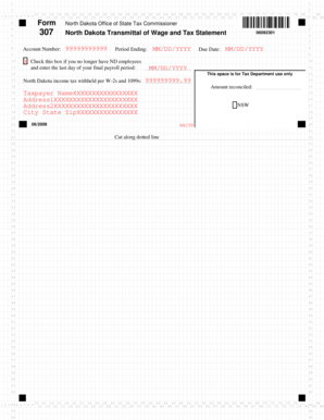 North Dakota Transmittal of Wage and Tax Statement