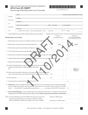 Rhode Island Pass-through Withholding Return and Transmittal