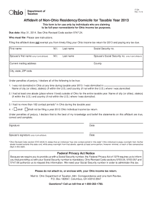 Ohio Non-Residency Affidavit