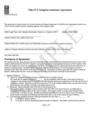 Title IV-E Adoption Assistance Agreement