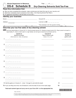 Illinois Dry-Cleaning Solvent Tax-Free Sales Schedule