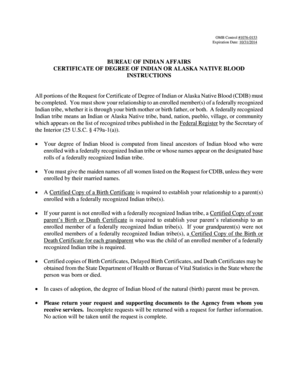 Certificate of Degree of Indian or Alaska Native Blood