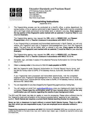 North Dakota Teacher Licensure Fingerprinting Instructions