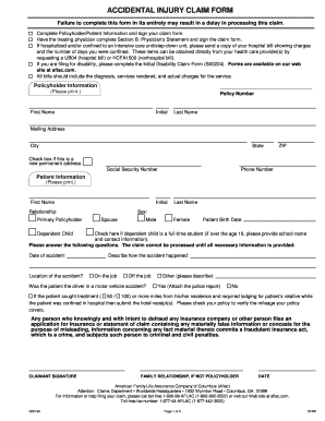 Accidental Injury Claim Form