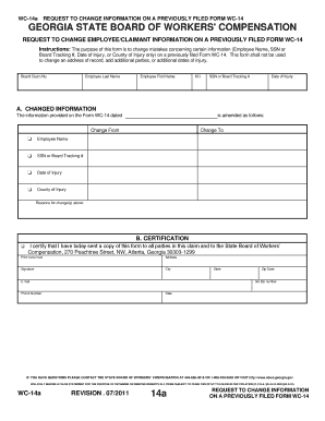 Georgia WC-14a Form