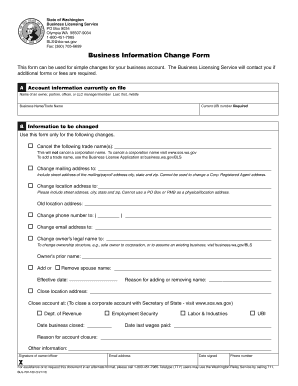 Washington Business Information Change Form