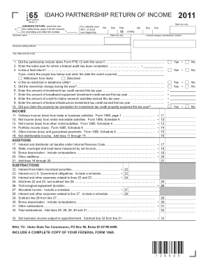 Idaho Partnership Return of Income 2011