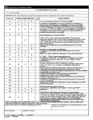 VA Transmittal List
