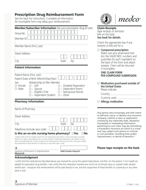 Prescription Drug Reimbursement Form