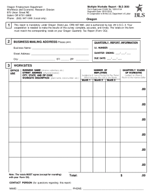 Oregon Multiple Worksite Report BLS 3020