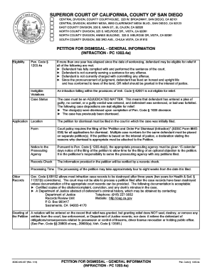 California Infraction Petition for Dismissal
