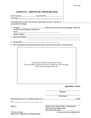 Affidavit Service by Certified Mail