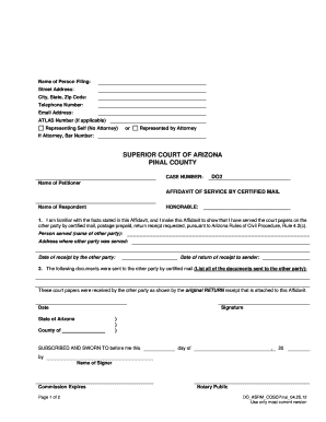 Affidavit of Service by Certified Mail