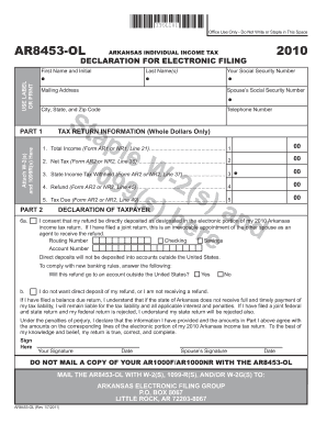 Arkansas Individual Income Tax 2010