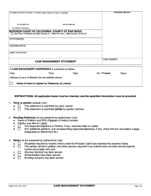 California Case Management Statement