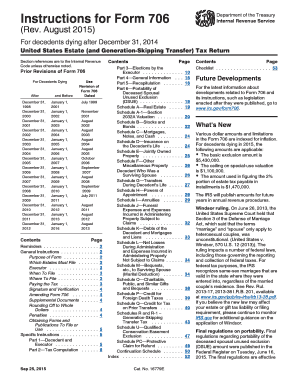 US Federal Estate Tax Return Form 706
