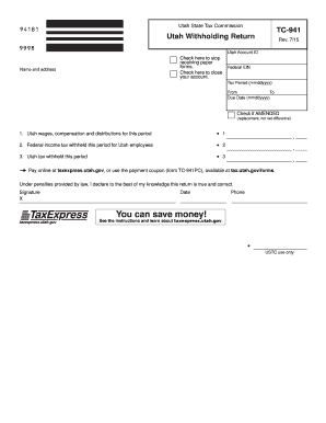 Utah Withholding Return