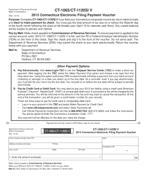 2013 Connecticut Electronic Filing Payment Voucher
