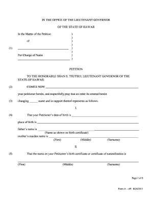 Hawaii Name Change Petition