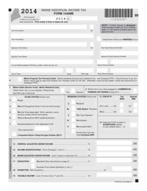 Maine Individual Income Tax Form 1040ME