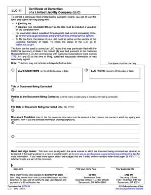 Certificate of Correction for California LLC