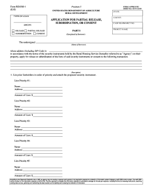 USDA Partial Release Subordination Consent Form