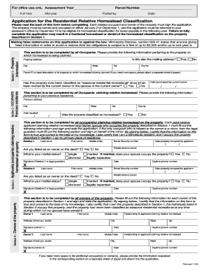 Application for Residential Relative Homestead Classification