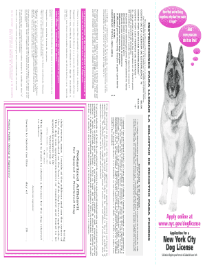 Solicitud de Registro para Perros de la Ciudad de Nueva York
