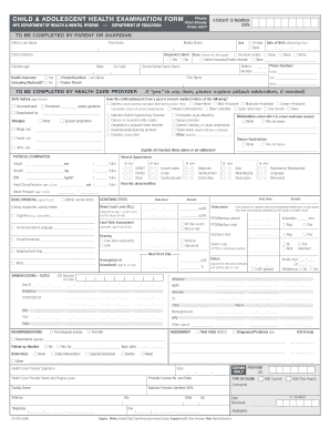 Child & Adolescent Health Examination Form