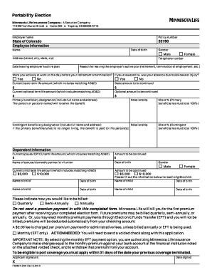 Colorado State Employee Term Life and AD&D Portability Election Form
