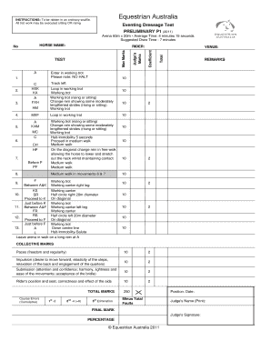 Eventing Dressage Test Preliminary P1