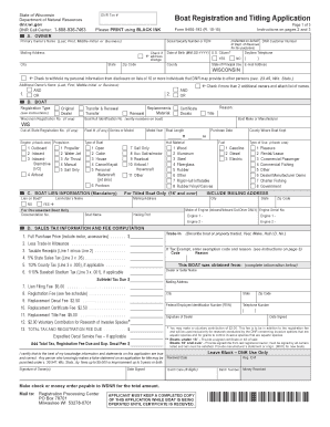 Wisconsin Boat Registration and Titling Application