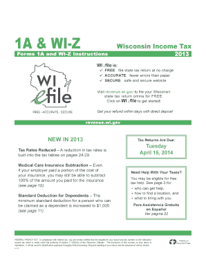 Wisconsin Income Tax Forms 1A and WI-Z