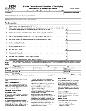 Form 8924 Excise Tax on Geothermal or Mineral Interests