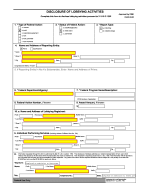 Disclosure of Lobbying Activities Form