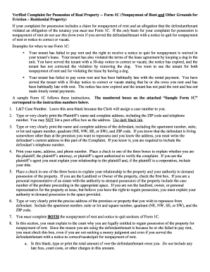 Verified Complaint for Possession of Real Property Form 1C