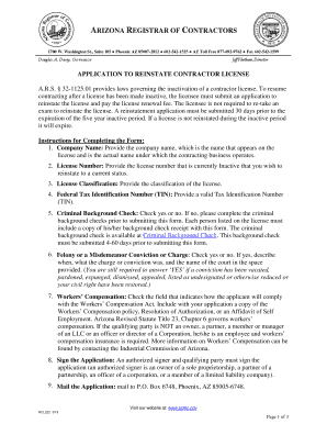 Arizona Contractor License Reinstatement Form