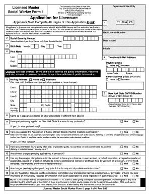 New York Licensed Master Social Worker Application