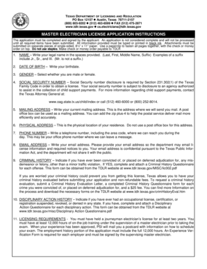 Texas Master Electrician License Application