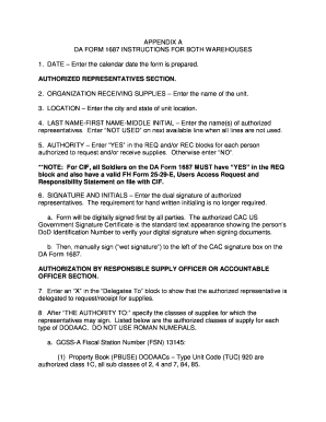 DA Form 1687 Instructions
