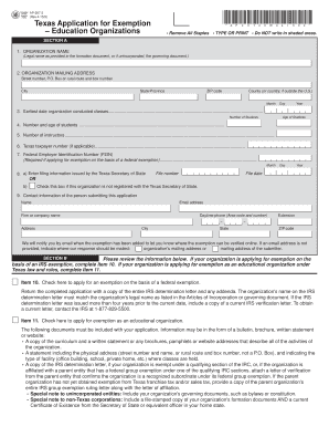 Texas Application for Exemption - Educational Organizations