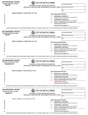 Battle Creek Estimated Tax Declaration Voucher
