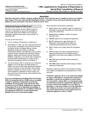 USCIS Form I-881 Application for Suspension of Deportation or Special Rule Cancellation of Removal