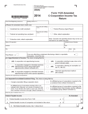 Colorado Form 112X Amended C-Corporation Income Tax Return