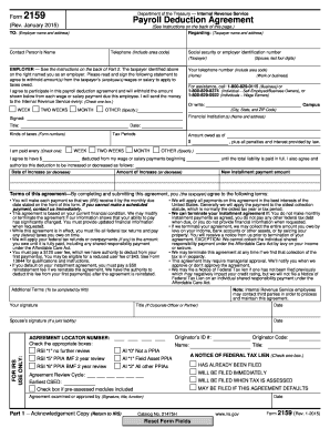 IRS Form 2159 Payroll Deduction Agreement